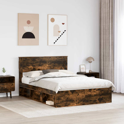 Struttura del letto Rovere fumé 140 x 190 cm Pino massello | homemem39