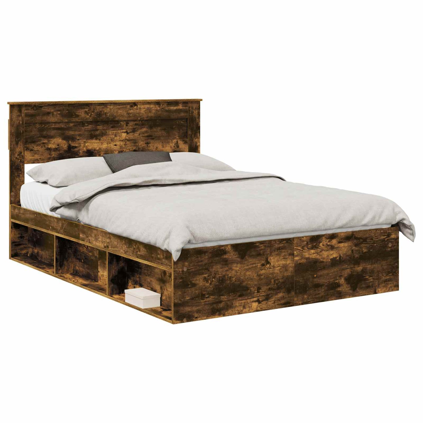 Struttura del letto Rovere fumé 140 x 190 cm Pino massello | homemem39