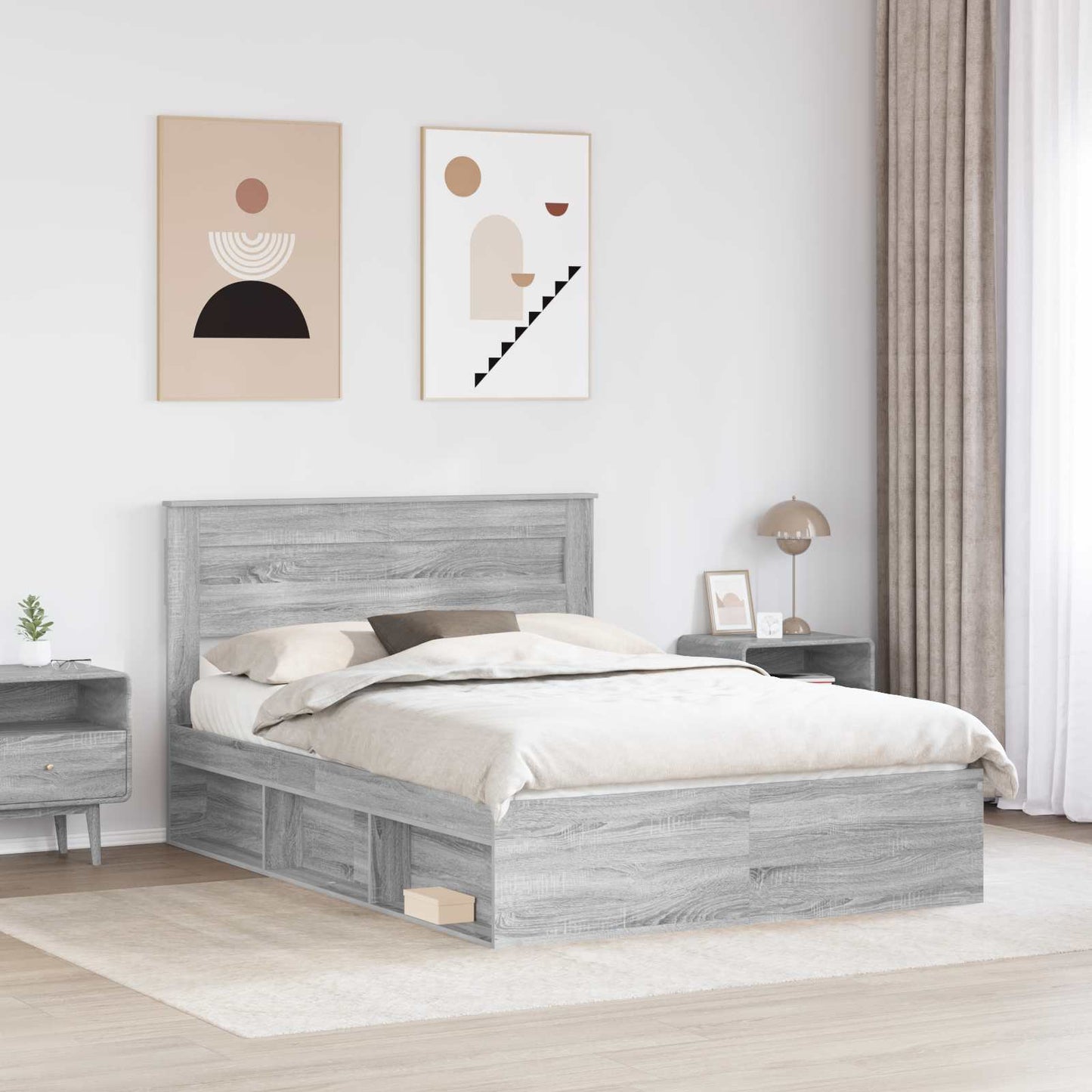 Struttura del letto Grigio Sonoma 140 x 190 cm Pino massello | homemem39