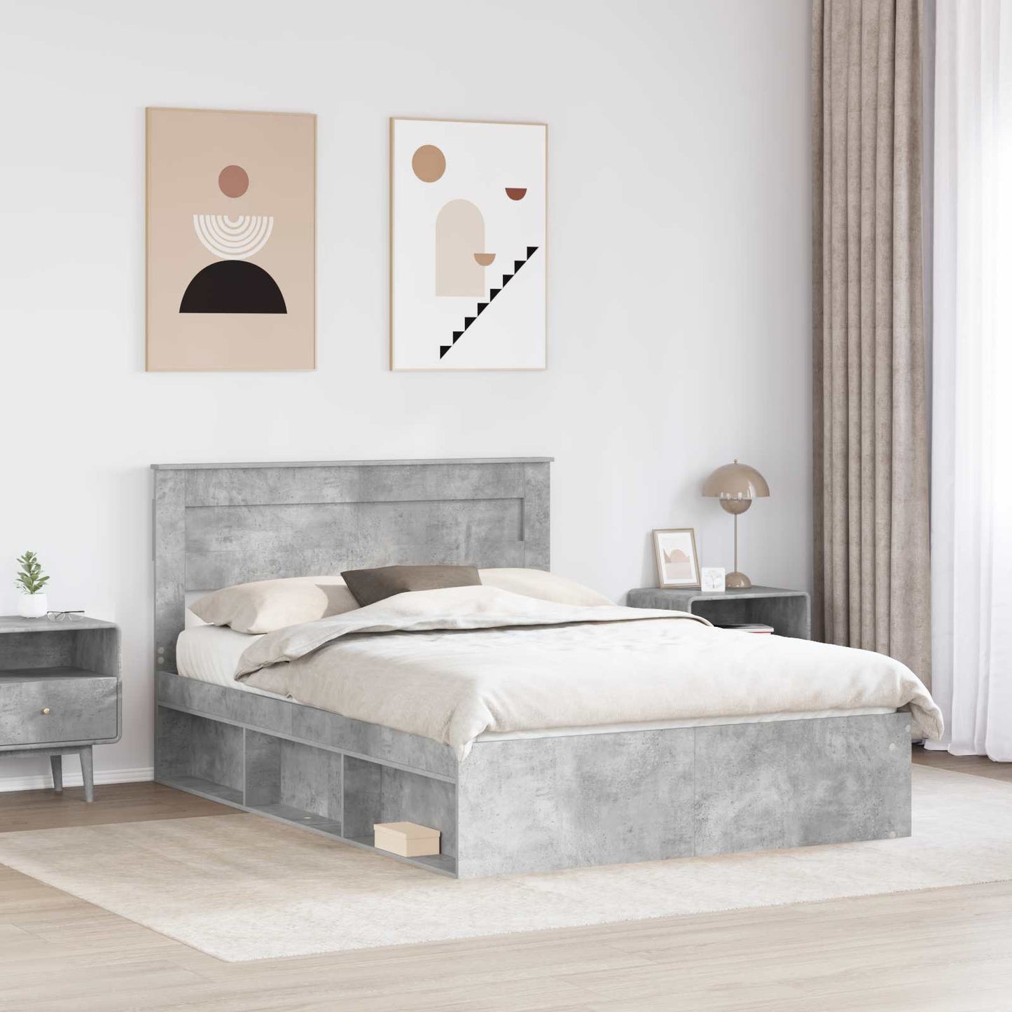 Struttura del letto Calcestruzzo 140 x 200 cm Pino massello | homemem39