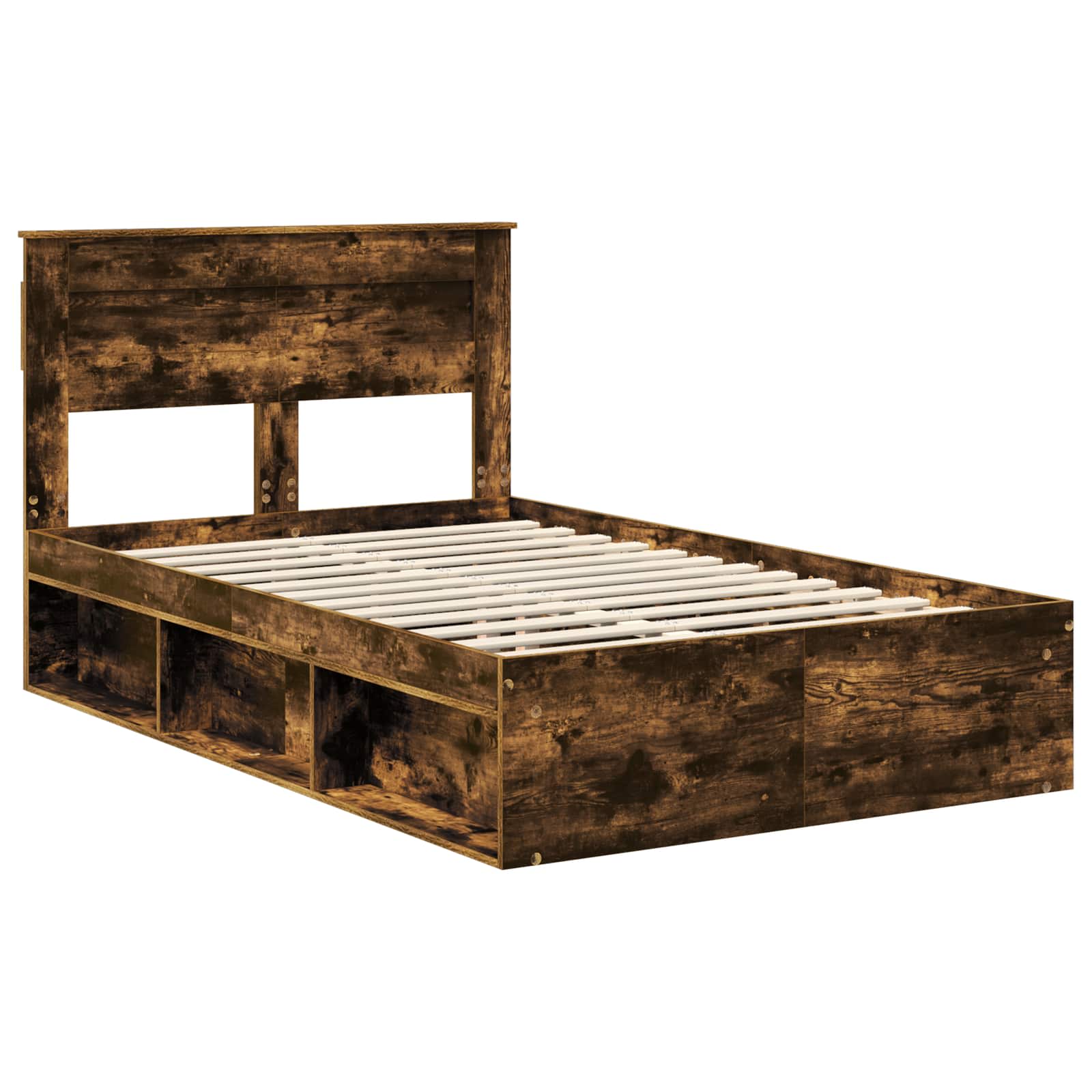 Struttura del letto Rovere fumé 135 x 190 cm Pino massello | homemem39