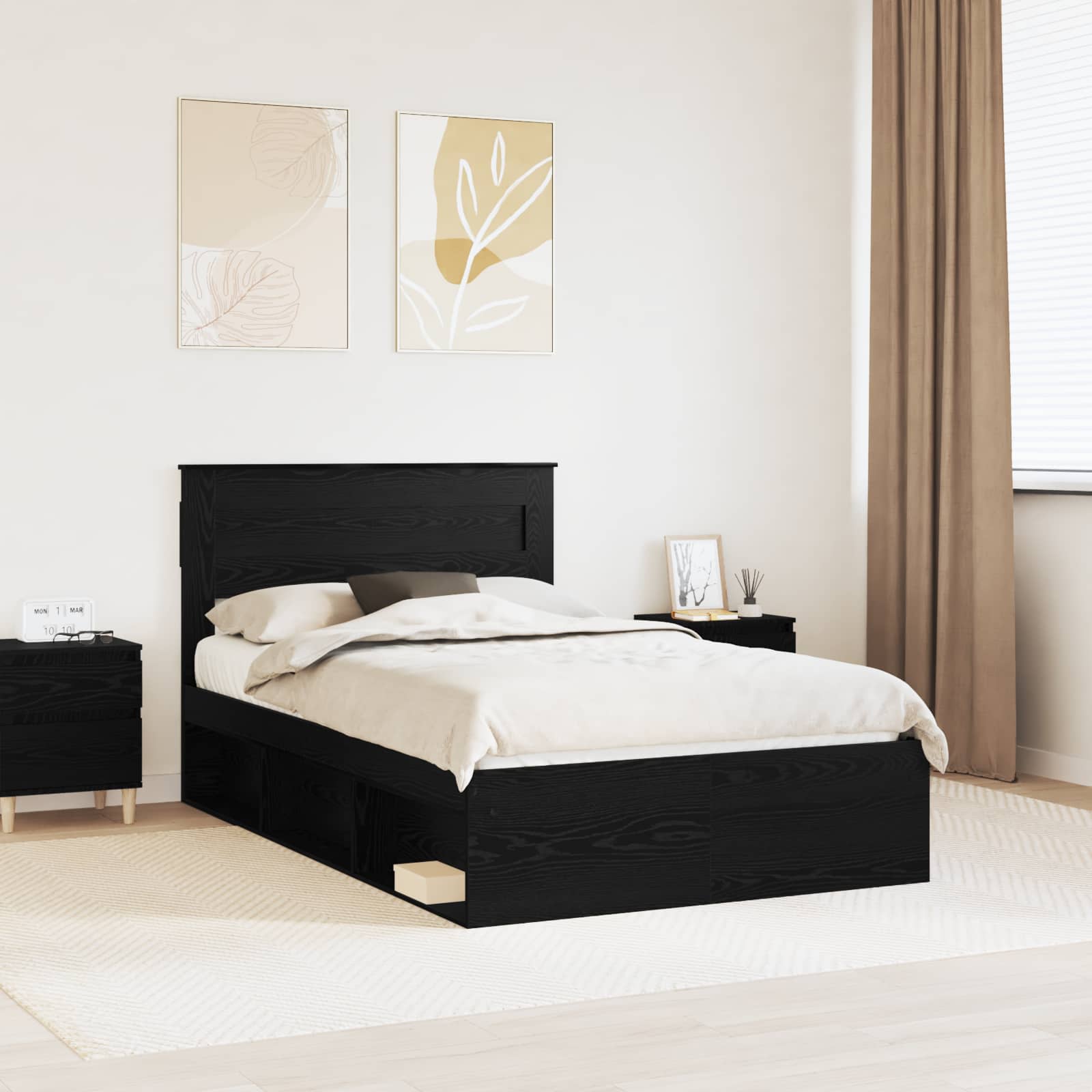 Struttura del letto Nero 120 x 190 cm Pino massello | homemem39