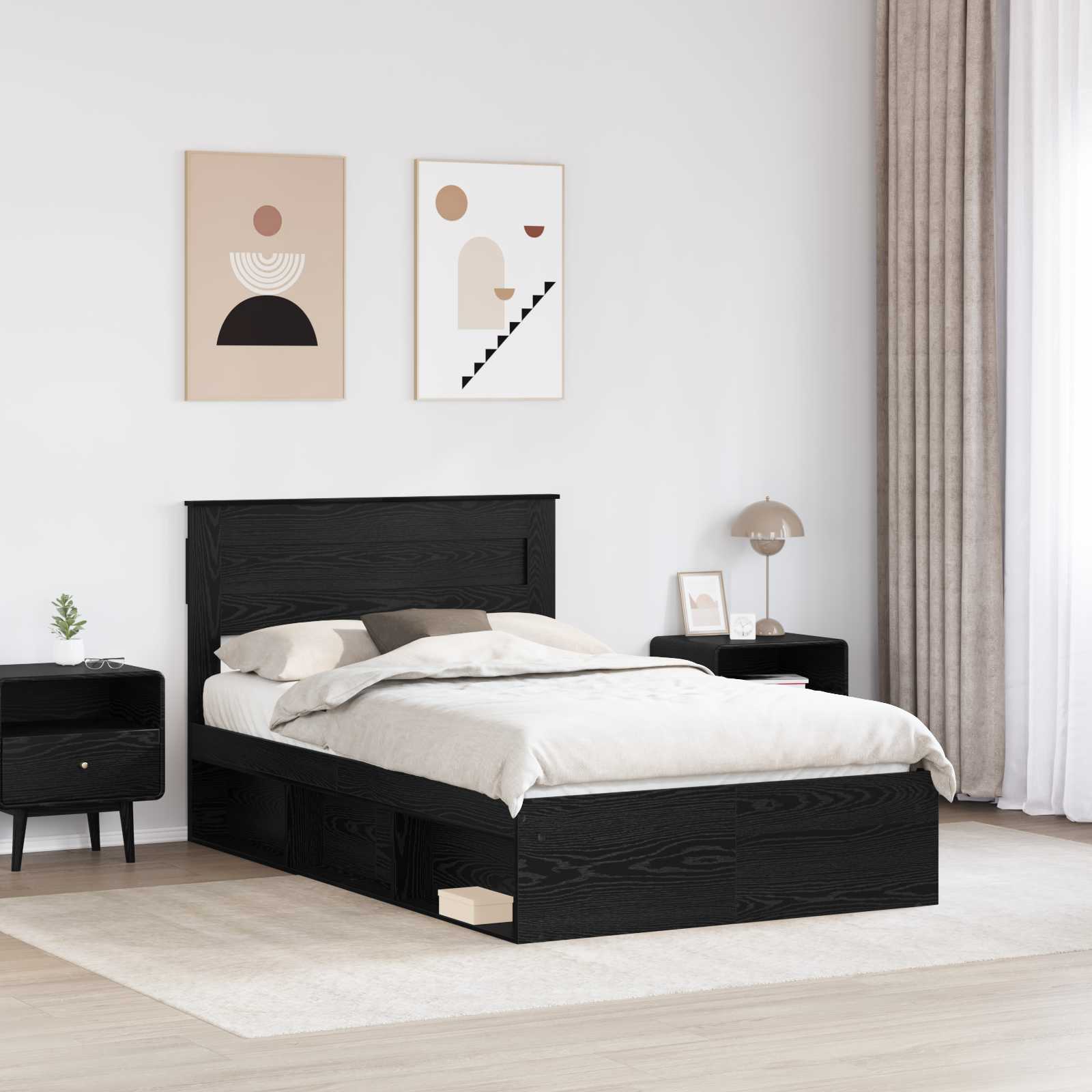Struttura del letto Nero 120 x 200 cm Pino massello | homemem39