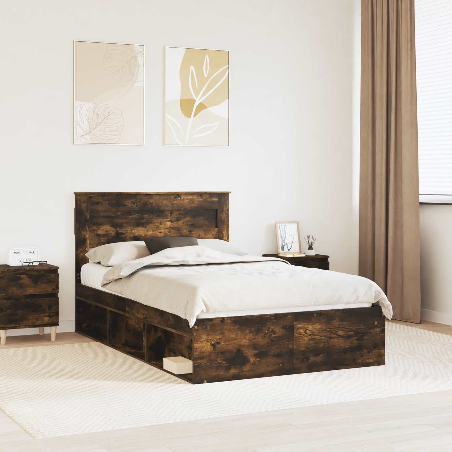 Struttura del letto Rovere fumé 120 x 200 cm Pino massello | homemem39