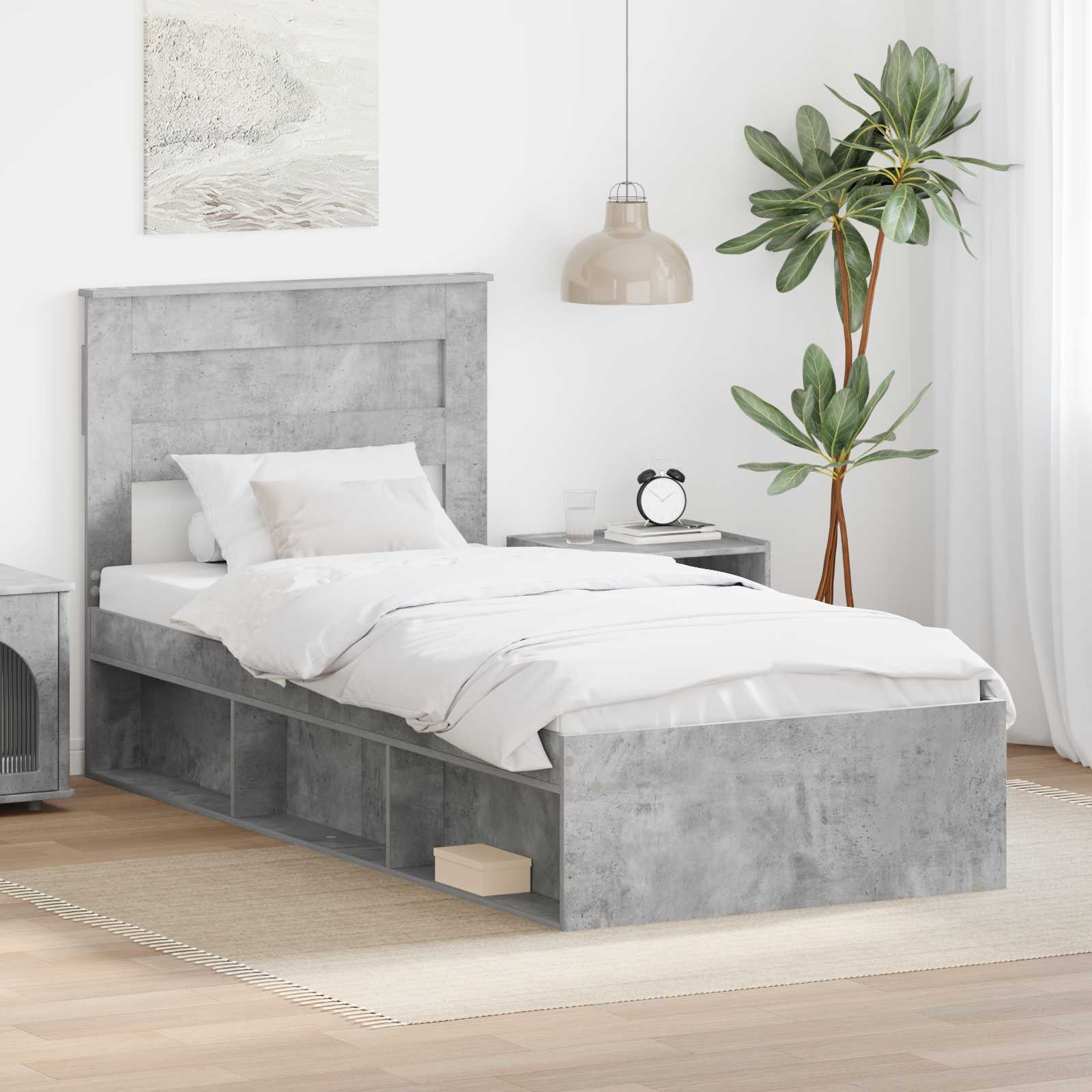 Struttura del letto Grigio Concretè 100 x 200 cm Pino massello | homemem39