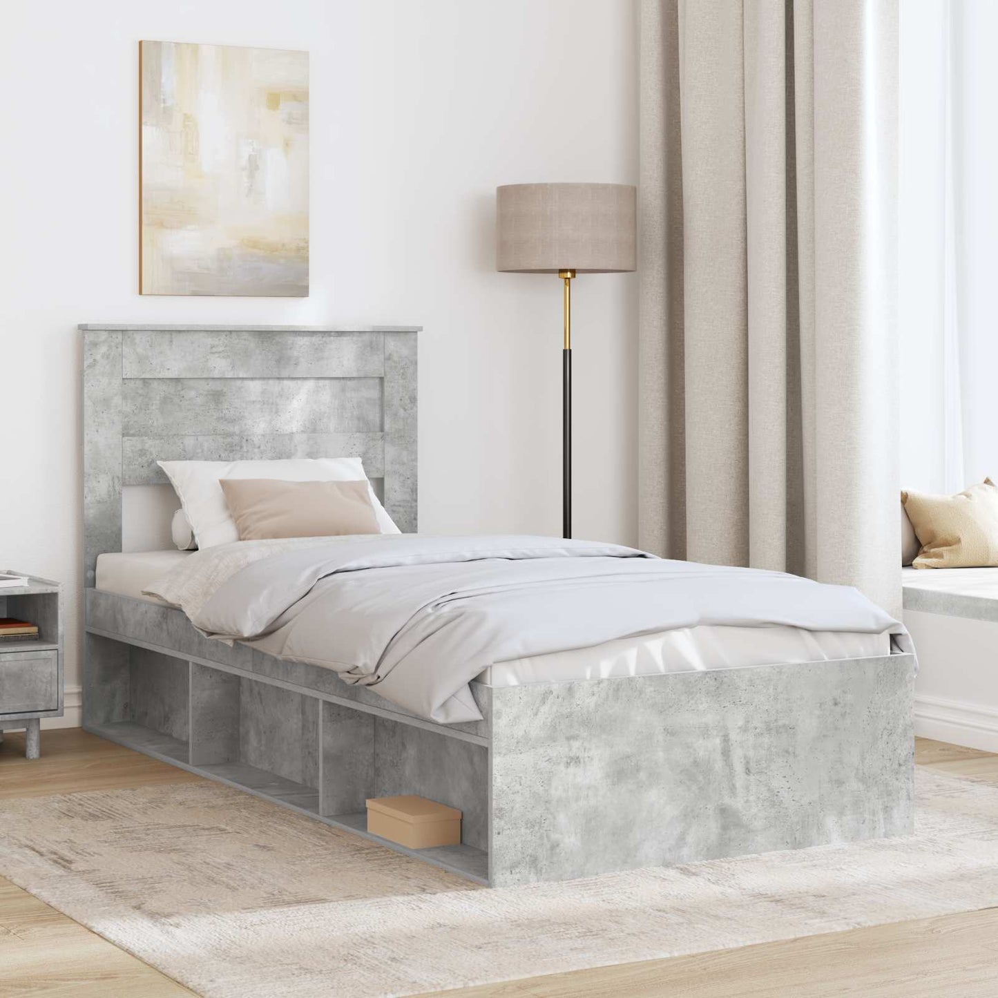 Struttura del letto Grigio Concretè 100 x 200 cm Pino massello | homemem39