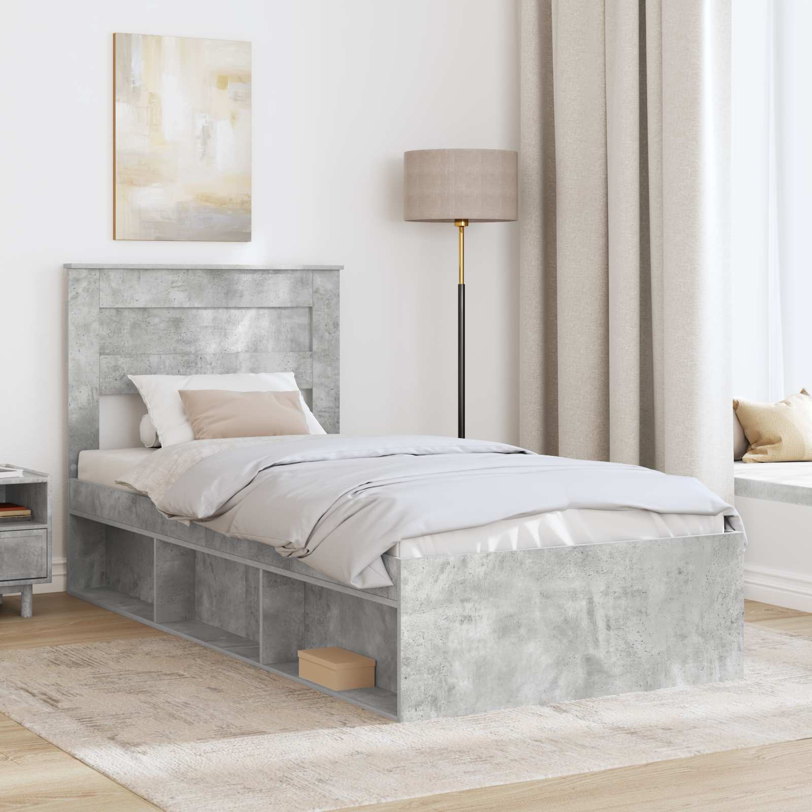 Struttura del letto Grigio Concretè 100 x 200 cm Pino massello | homemem39