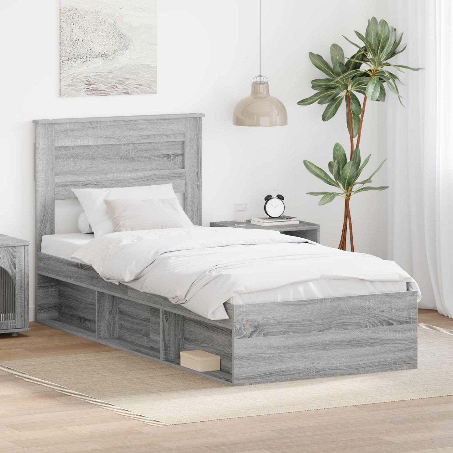Struttura del letto Grigio Sonoma 90 x 190 cm Pino massello | homemem39