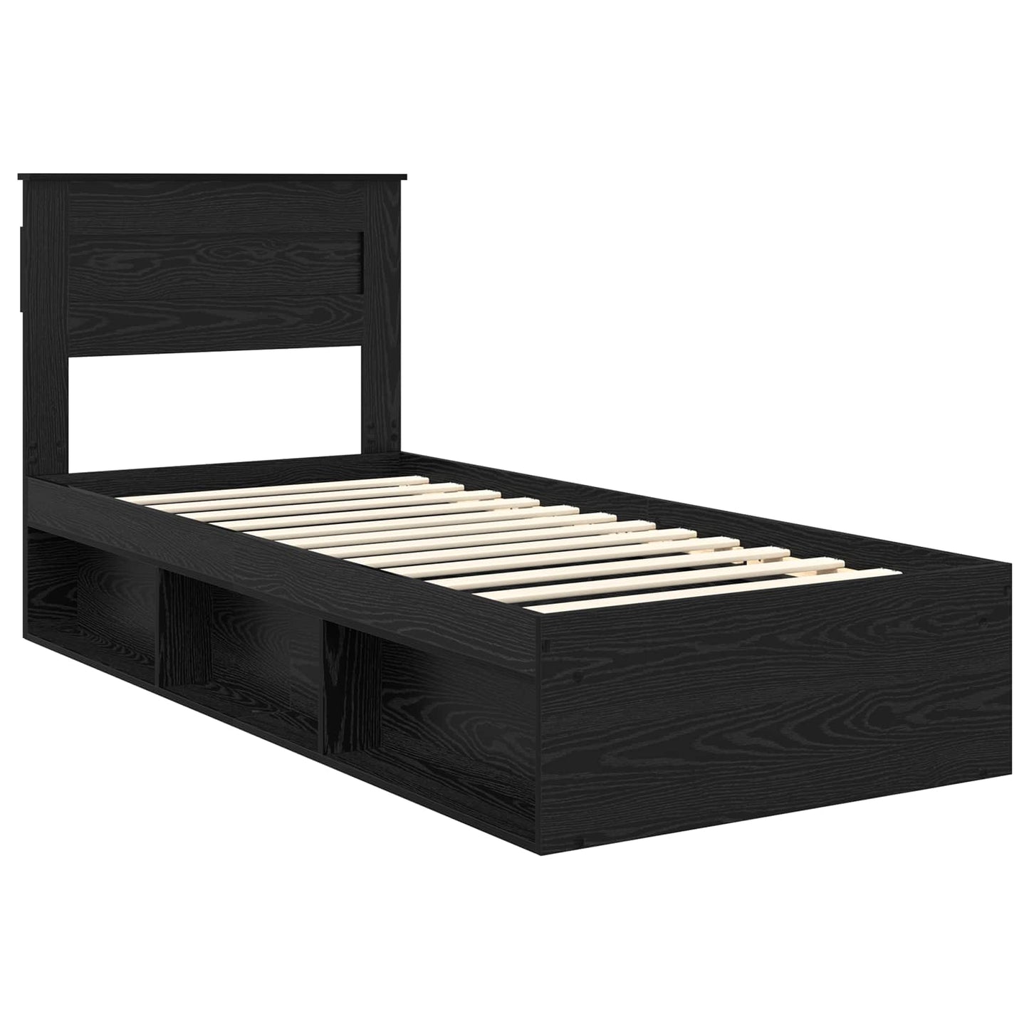 Struttura del letto con testiera Nero 75 x 190 cm Pino massello | homemem39