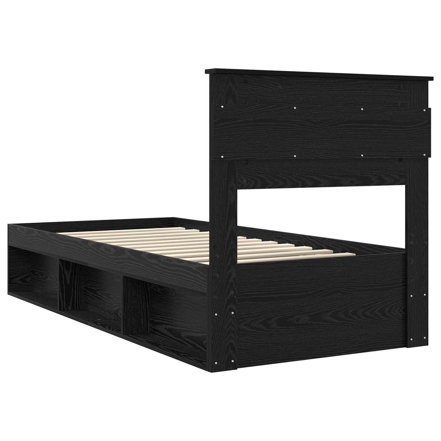 Struttura del letto con testiera Nero 75 x 190 cm Pino massello | homemem39