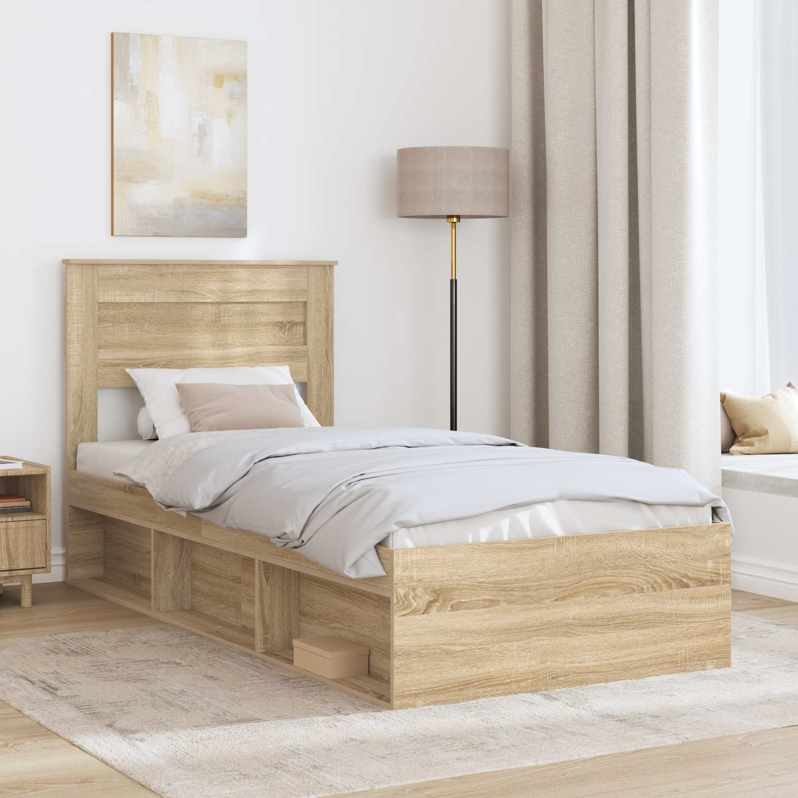Struttura del letto Rovere Sonoma 75 x 190 cm Pino massello | homemem39