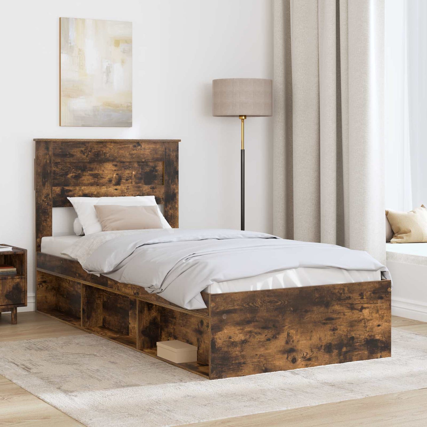 Struttura del letto Rovere fumé 75 x 190 cm Pino massello | homemem39