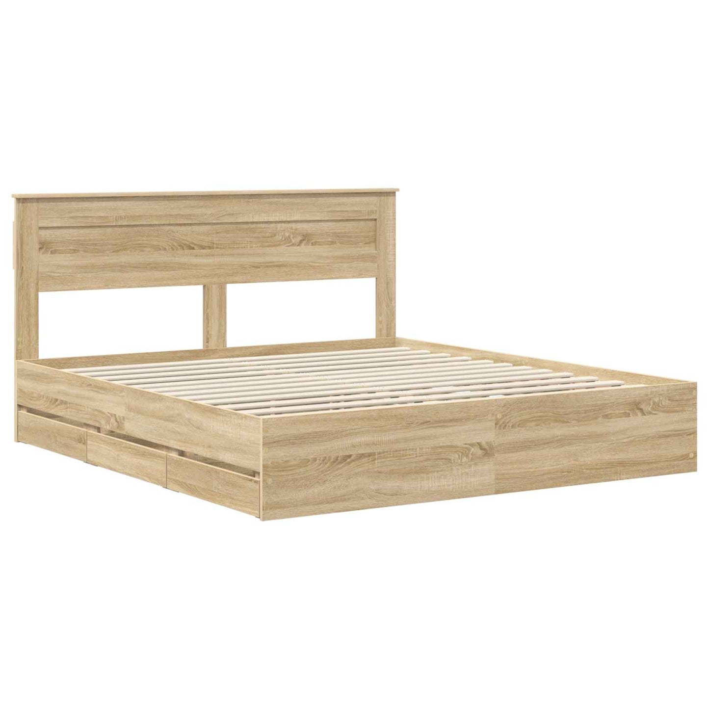 Struttura del letto con cassetto Rovere Sonoma 200 x 200 cm | homemem39