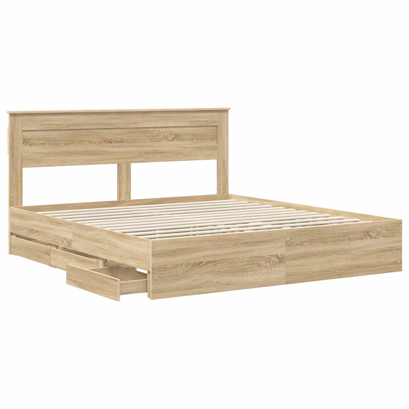 Struttura del letto con cassetto Rovere Sonoma 200 x 200 cm | homemem39
