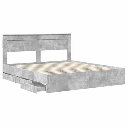 Struttura del letto con cassetto Grigio cemento 200 x 200 cm