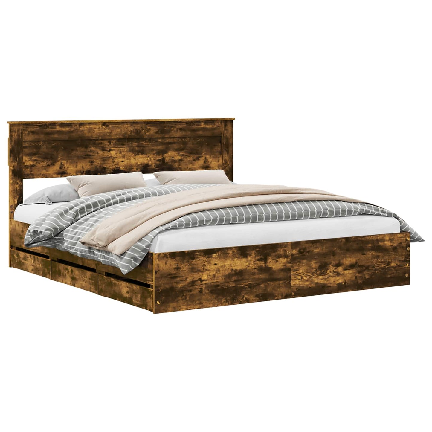 Struttura del letto con cassetto Rovere fumé 200 x 200 cm