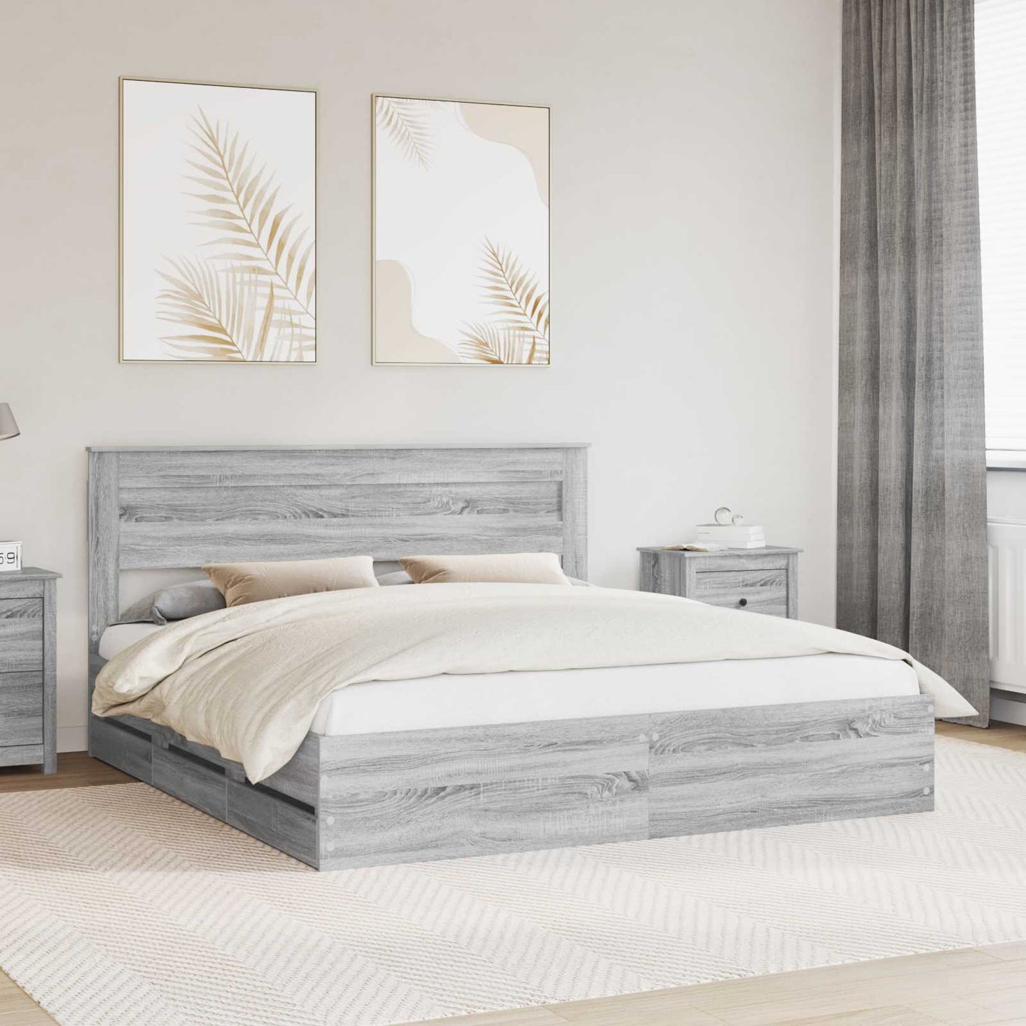 Struttura del letto con cassetto Grigio Sonoma 200 x 200 cm
