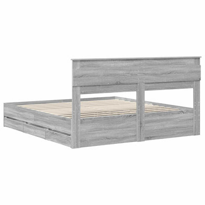 Struttura del letto con cassetto Grigio Sonoma 200 x 200 cm | homemem39