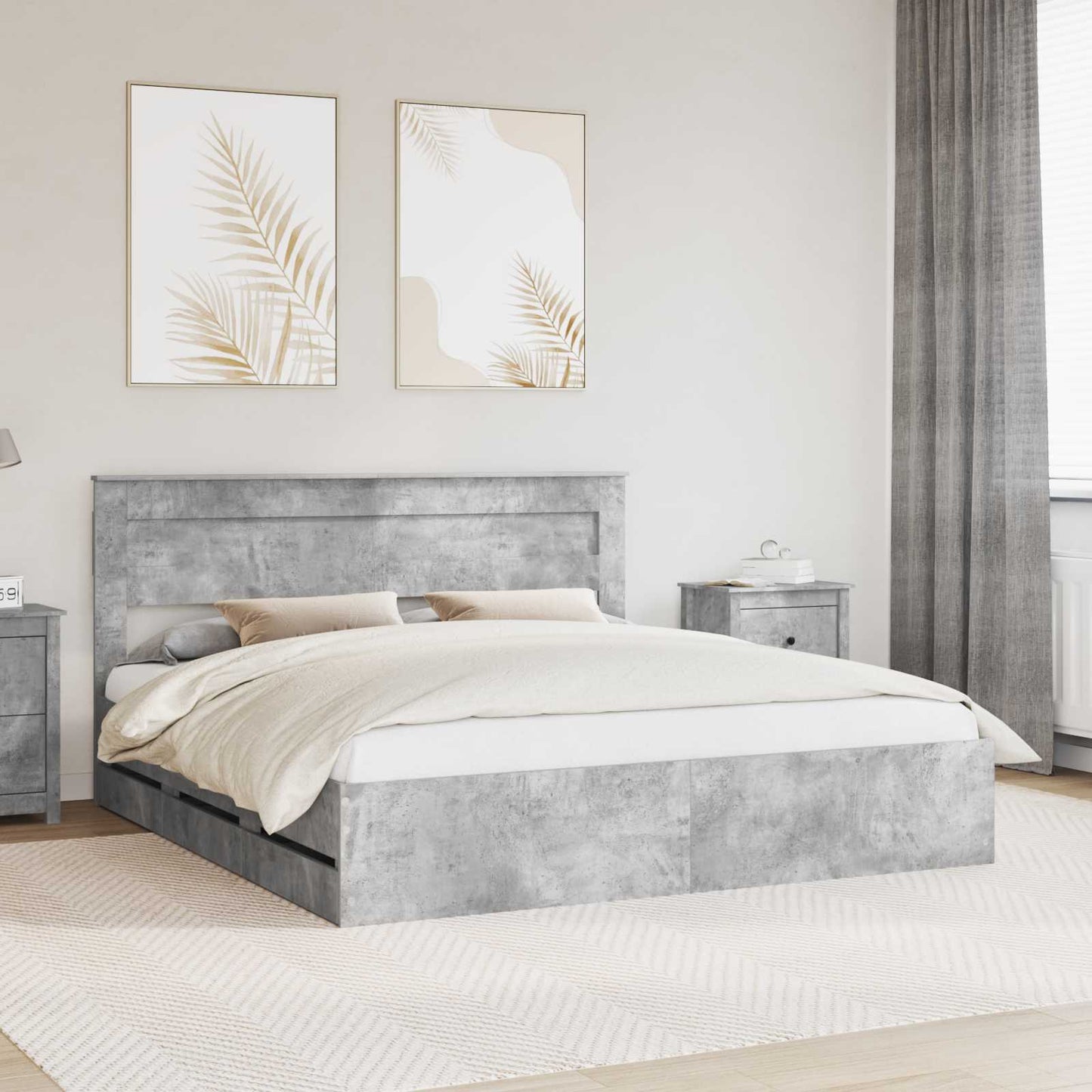 Struttura del letto con cassetto Grigio cemento 180 x 200 cm