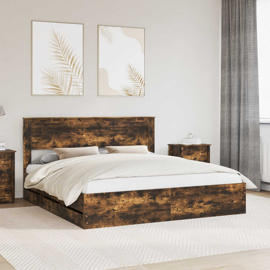 Struttura del letto con cassetto Rovere fumé 180 x 200 cm | homemem39