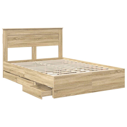 Struttura del letto con cassetto Rovere Sonoma 140 x 190 cm