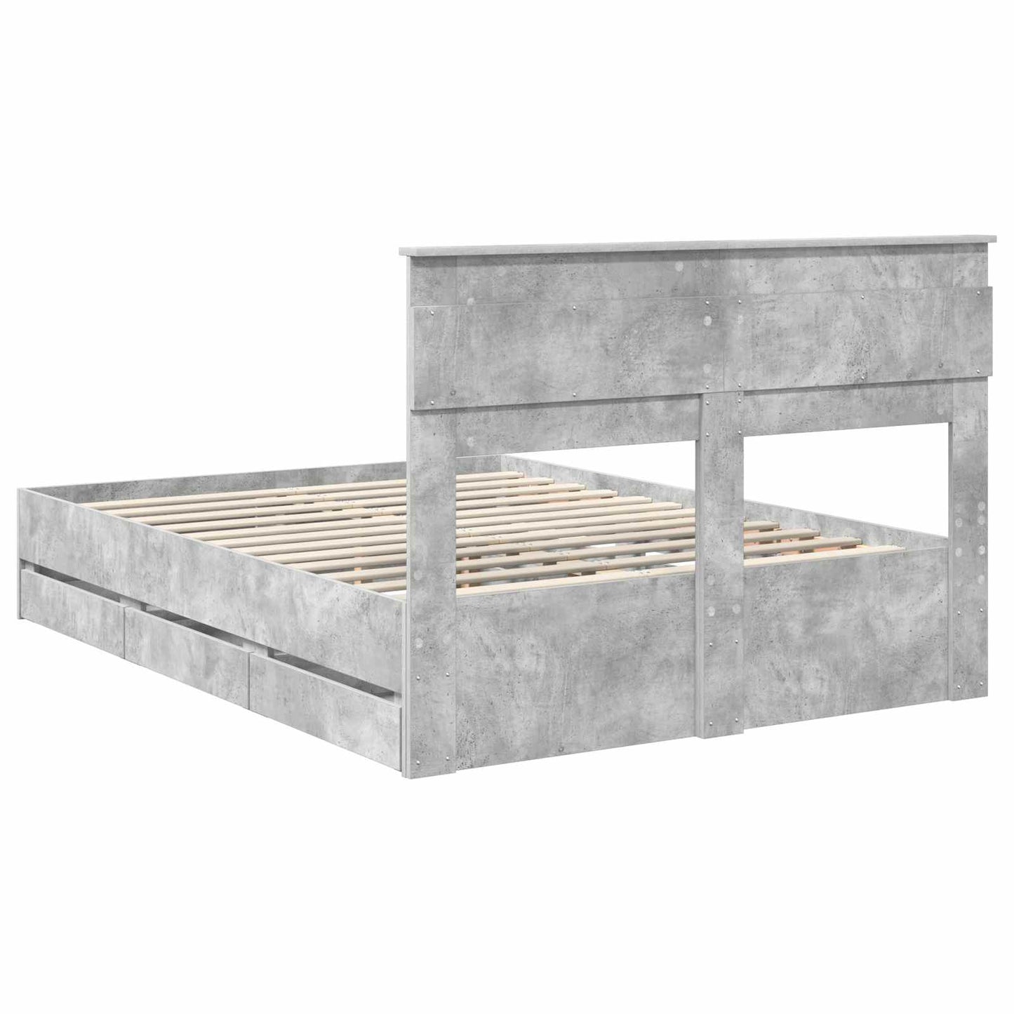 Struttura del letto con cassetto Grigio cemento 140 x 190 cm