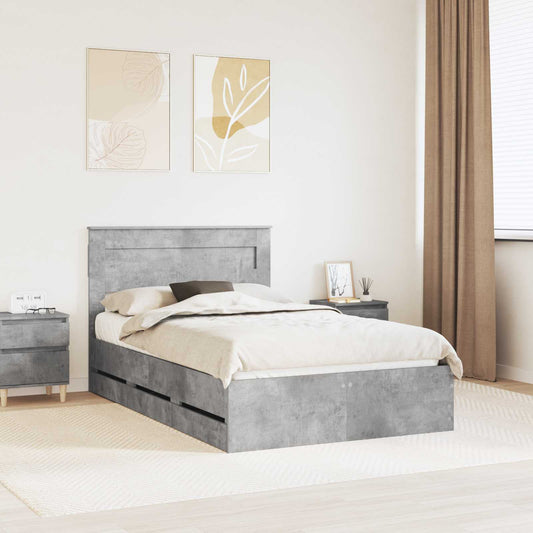 Struttura del letto con cassetto Grigio cemento 135 x 190 cm | homemem39