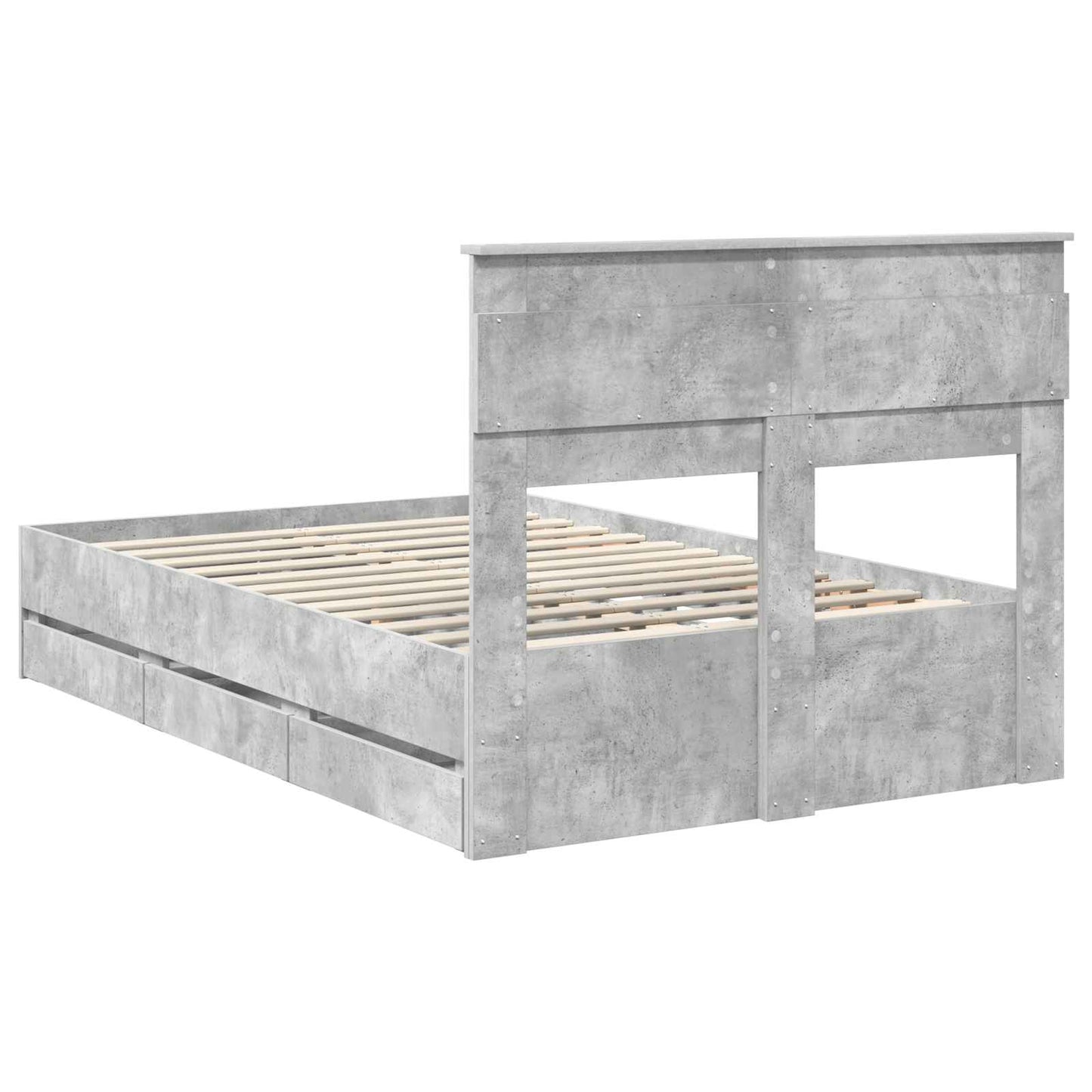 Struttura del letto con cassetto Grigio cemento 135 x 190 cm | homemem39