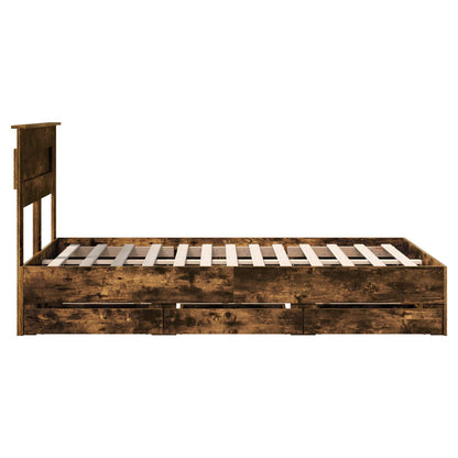 Struttura del letto con cassetto Rovere fumé 135 x 190 cm