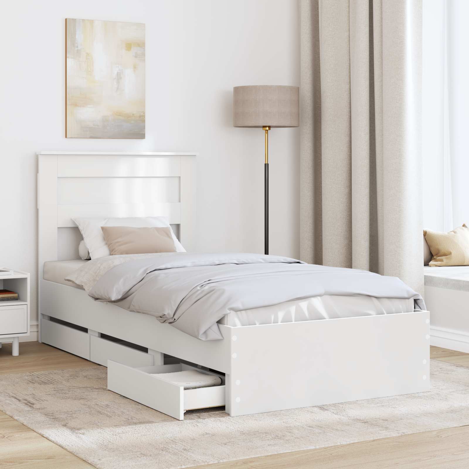 Struttura del letto Bianco 100 x 200 cm Legno Ingegnerizzato | homemem39