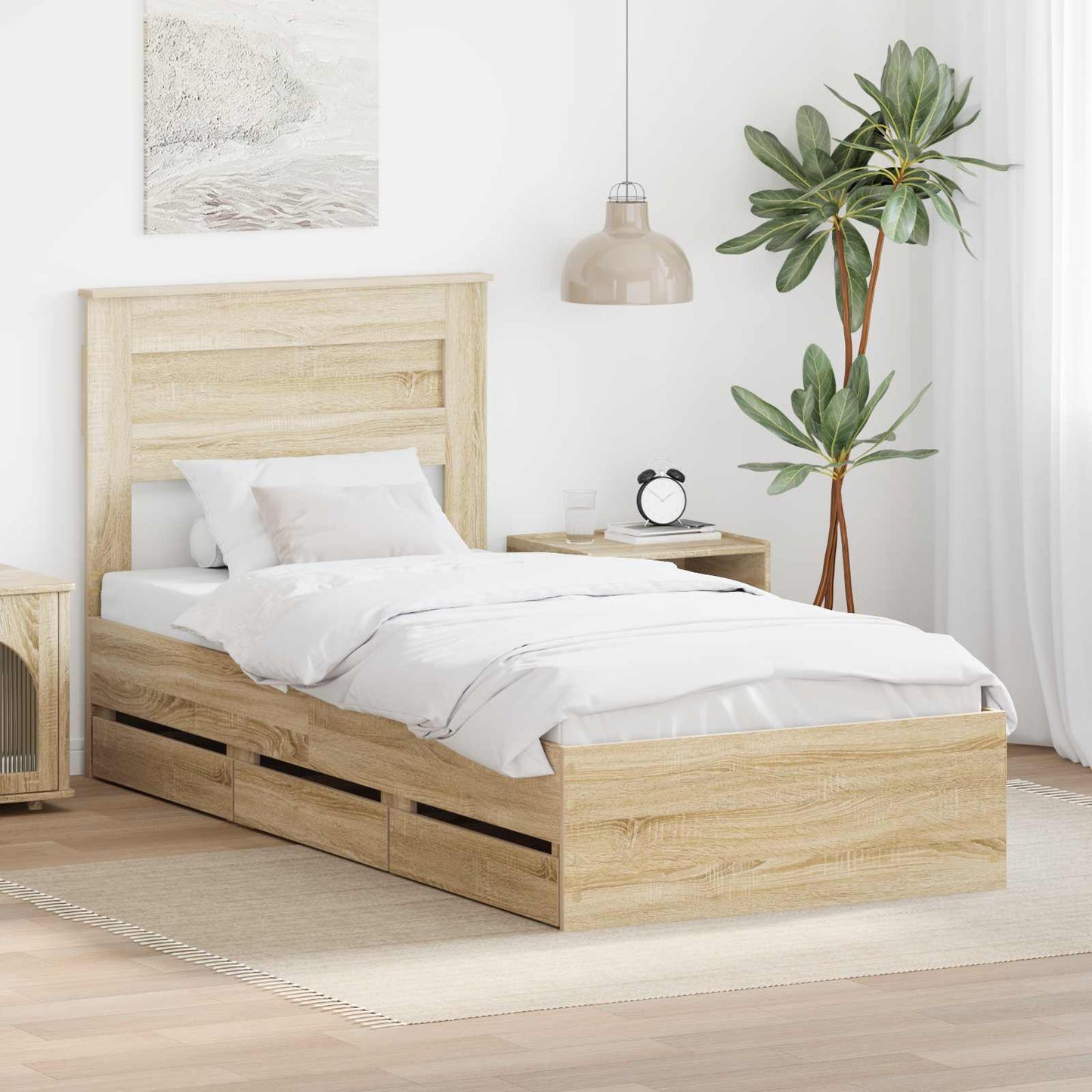 Struttura del letto con cassetto Rovere Sonoma 100 x 200 cm