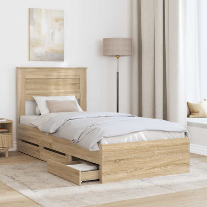Struttura del letto con cassetto Rovere Sonoma 100 x 200 cm | homemem39