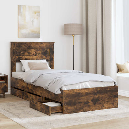 Struttura del letto con cassetto Rovere fumé 100 x 200 cm | homemem39