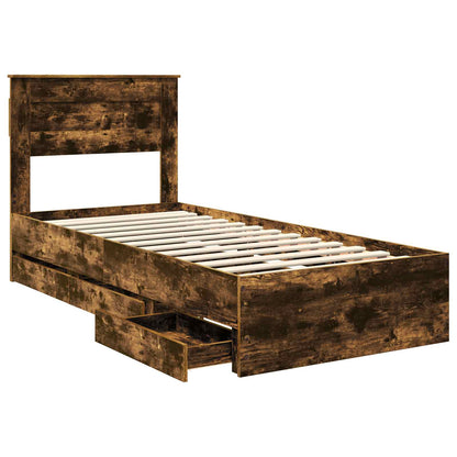 Struttura del letto con cassetto Rovere fumé 100 x 200 cm | homemem39