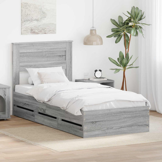 Struttura del letto con cassetto Grigio Sonoma 100 x 200 cm | homemem39