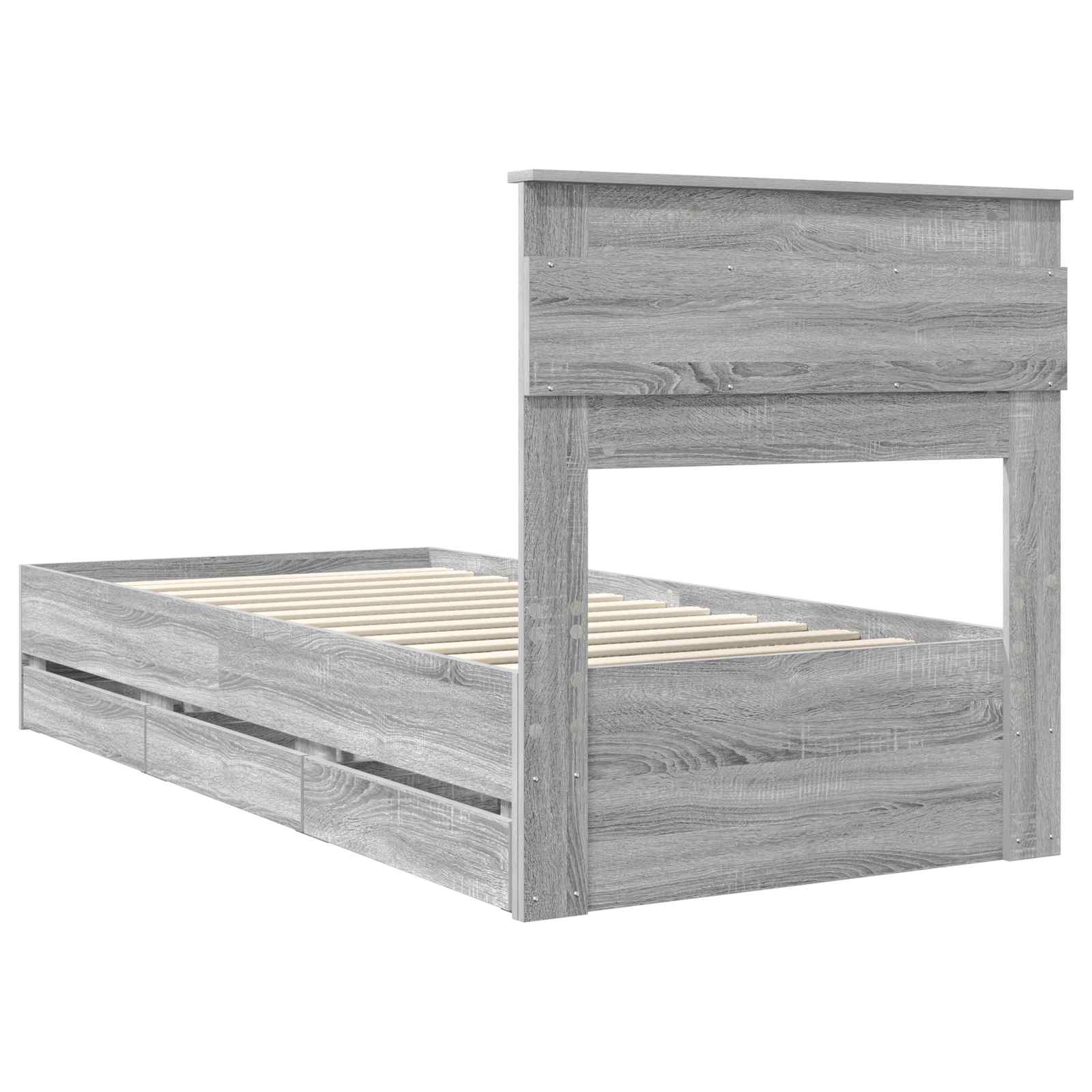 Struttura del letto con cassetto Grigio Sonoma 100 x 200 cm | homemem39
