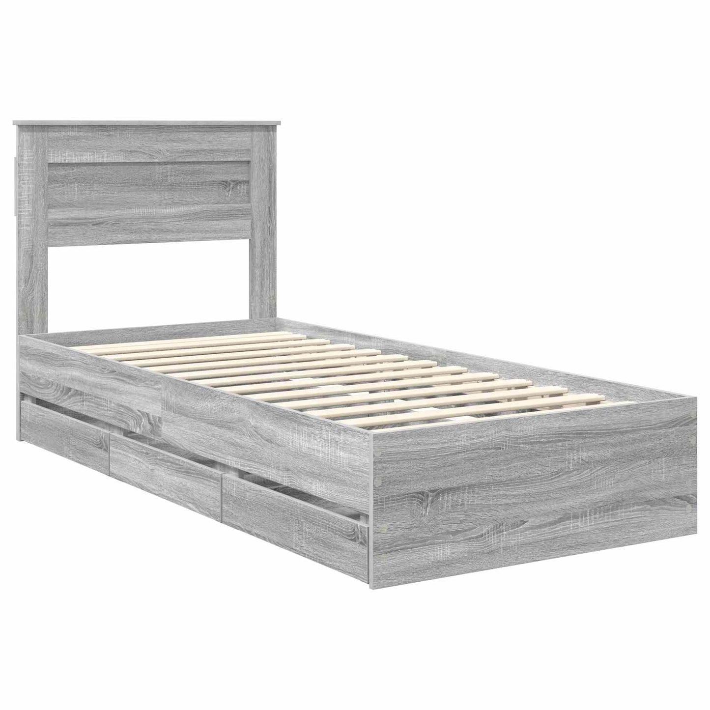 Struttura del letto con cassetto Grigio Sonoma 90 x 190 cm
