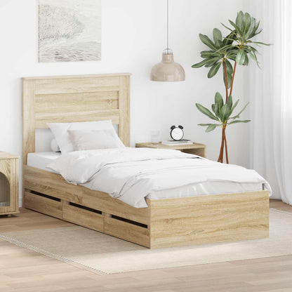 Struttura del letto con cassetto Rovere Sonoma 90 x 200 cm