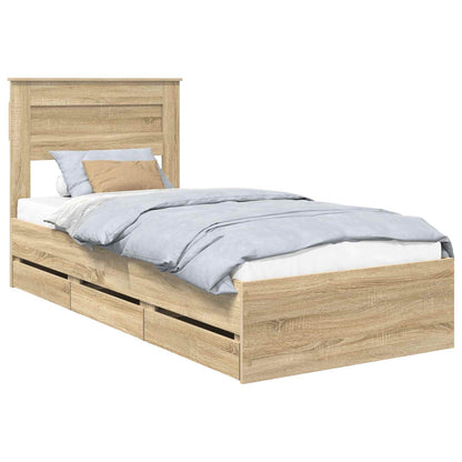 Struttura del letto con cassetto Rovere Sonoma 90 x 200 cm | homemem39