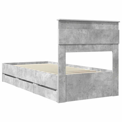 Struttura del letto con cassetto Grigio cemento 90 x 200 cm