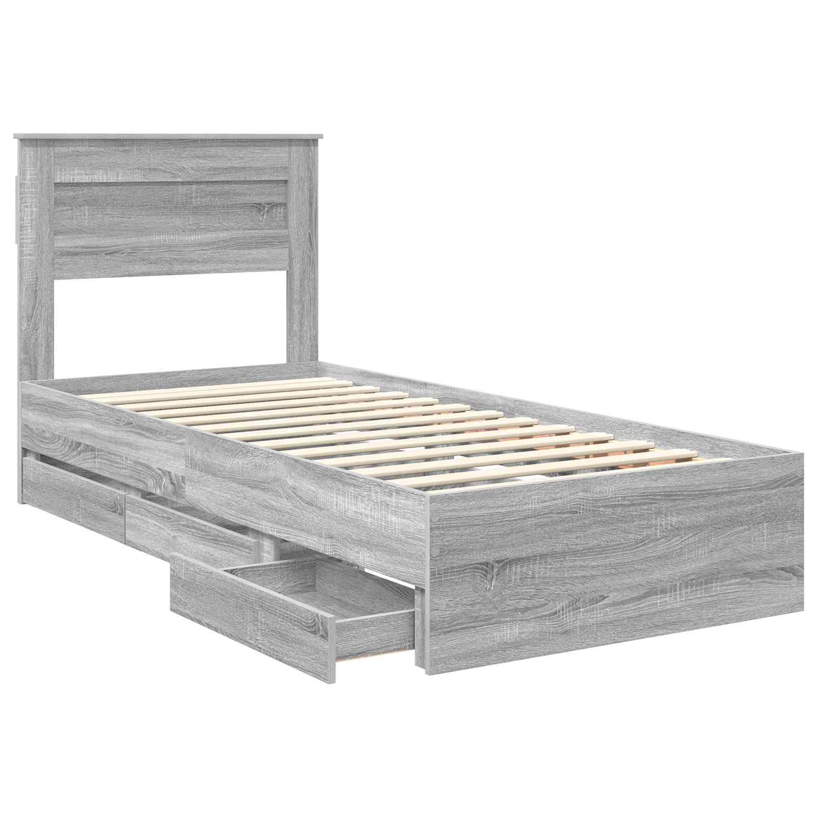 Struttura del letto con cassetto Grigio Sonoma 90 x 200 cm | homemem39