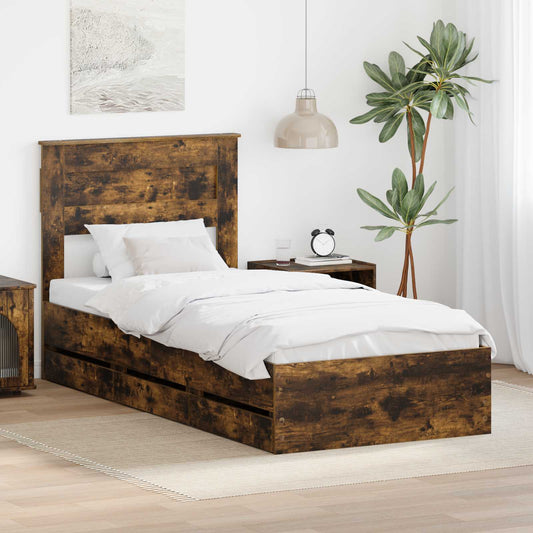 Struttura del letto con cassetto Rovere fumé 75 x 190 cm | homemem39