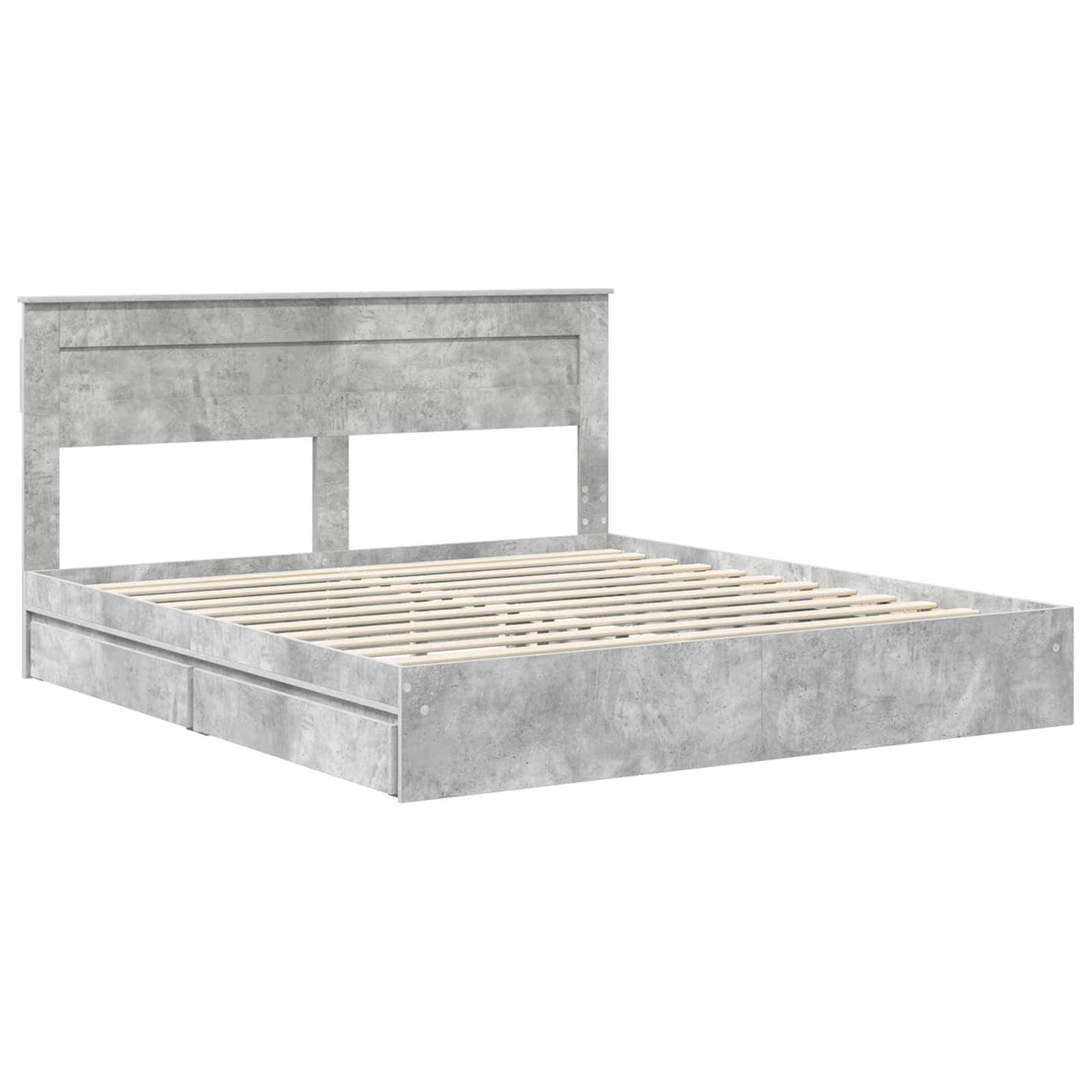 Letto con Contenitore con testiera Grigio cemento 200 x 200 cm | homemem39