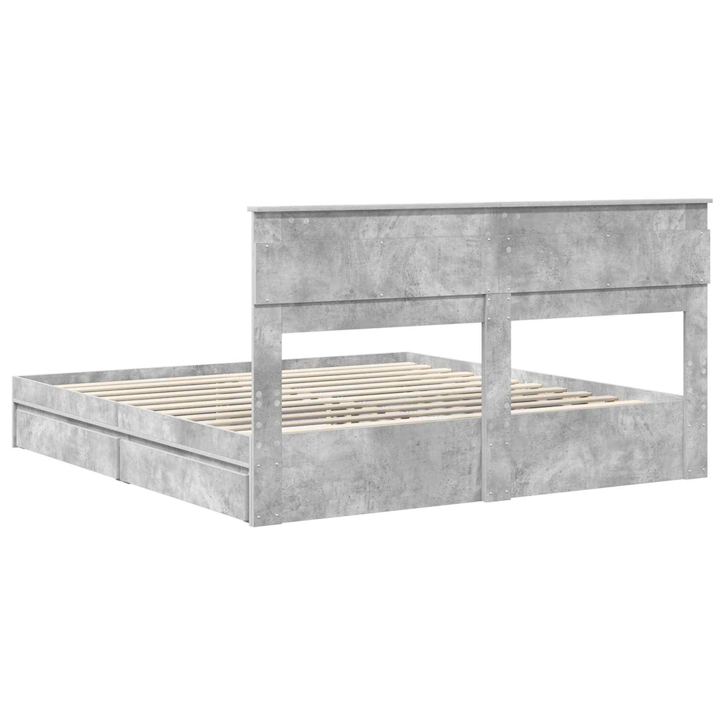 Letto con Contenitore con testiera Grigio cemento 200 x 200 cm | homemem39