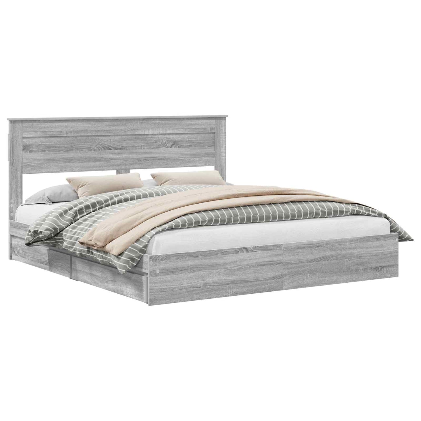Letto con Contenitore con cassetto Grigio Sonoma 200 x 200 cm | homemem39