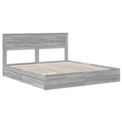 Letto con Contenitore con cassetto Grigio Sonoma 200 x 200 cm | homemem39