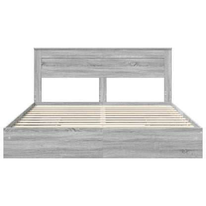 Letto con Contenitore con cassetto Grigio Sonoma 200 x 200 cm | homemem39