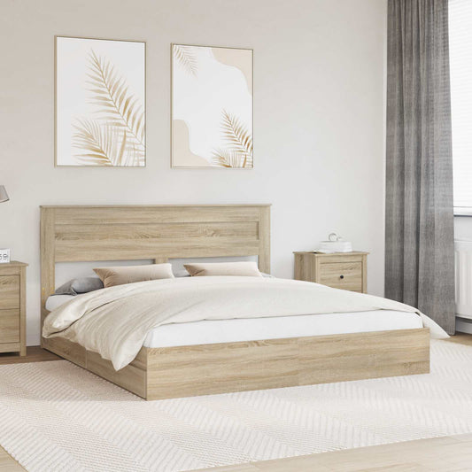 Letto con Contenitore con testiera Rovere Sonoma 180 x 200 cm | homemem39