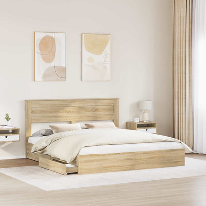 Letto con Contenitore con testiera Rovere Sonoma 180 x 200 cm | homemem39