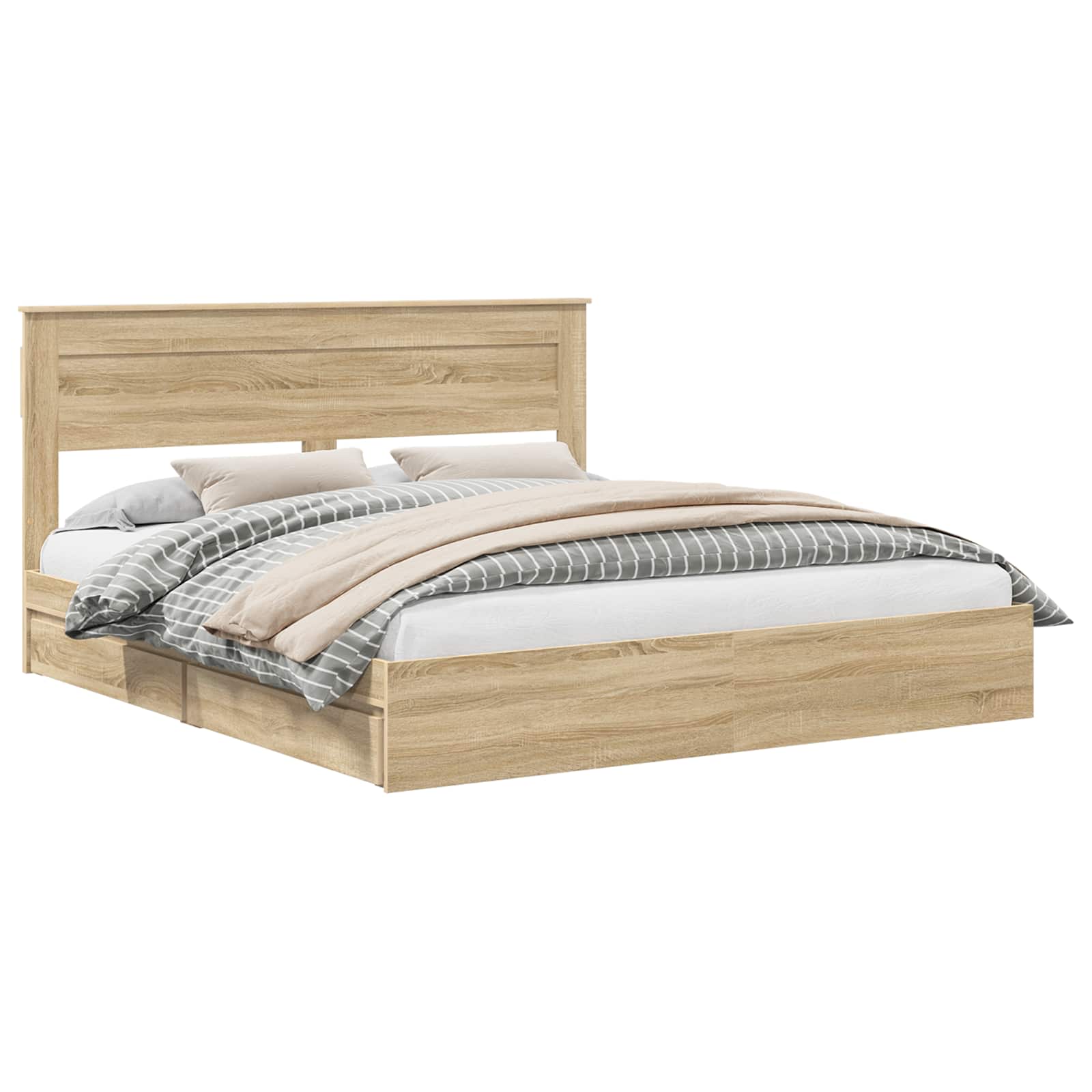 Letto con Contenitore con testiera Rovere Sonoma 180 x 200 cm | homemem39
